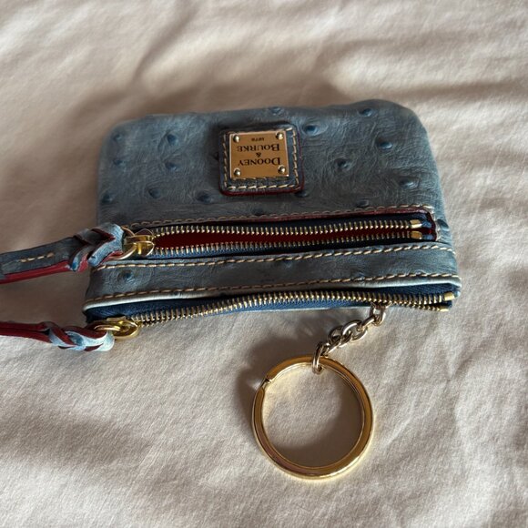 Dooney & Burke Blue Leather Ostrich Satchel Bag - Picture 6 of 7